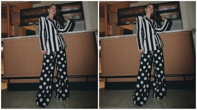 With the help of celebrity fashion stylist Shaleena Nathani, Tamannaah styled her playful look with a pair of statement earrings and black pump heels. (Instagram/@tamannaahspeaks) With the help of celebrity fashion stylist Shaleena Nathani, Tamannaah styled her playful look with a pair of statement earrings and black pump heels. (Instagram/@tamannaahspeaks)