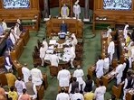 Lok Sabha Speaker Om Birla and other parliamentarians in the House on the first day of the Monsoon Session of Parliament, in New Delhi
