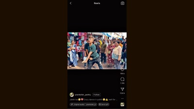 A grab from Ghaziabad-based Pankaj Rawat’s recent viral video that shows him dancing in the middle of Sarojini Nagar market in Delhi. (Photo: prankster_panku/Instagram) A grab from Ghaziabad-based Pankaj Rawat’s recent viral video that shows him dancing in the middle of Sarojini Nagar market in Delhi. (Photo: prankster_panku/Instagram)