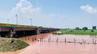 A view of the Zero Line submerged in floodwaters at Kartarpur Corridor near Dera Baba Nanak in Gurdaspur district on Thursday. (HT Photo) A view of the Zero Line submerged in floodwaters at Kartarpur Corridor near Dera Baba Nanak in Gurdaspur district on Thursday. (HT Photo)