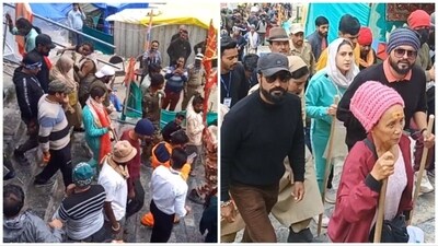 Sara Ali Khan with other pilgrims during Amarnath yatra in Kashmir. Sara Ali Khan with other pilgrims during Amarnath yatra in Kashmir.