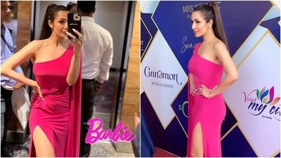 Malaika 'Barbie' Arora slays the Barbiecore trend in a stunning hot pink gown and a high ponytail. (Instagram) Malaika 'Barbie' Arora slays the Barbiecore trend in a stunning hot pink gown and a high ponytail. (Instagram)