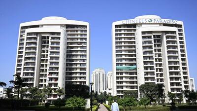 Gurugram, India-February 07, 2023: One year will be completed since the Chintels Paradiso incident on 10th February; Chintels Paradiso society in Sector 109 of Gurugram, where a portion tower D of a sixth-floor apartment collapsed all the way down to the first floor killing one woman one year ago near Euro International School, in Gurugram, India, on Tuesday, 07 February 2023. (Photo by Parveen Kumar/Hindustan Times) Gurugram, India-February 07, 2023: One year will be completed since the Chintels Paradiso incident on 10th February; Chintels Paradiso society in Sector 109 of Gurugram, where a portion tower D of a sixth-floor apartment collapsed all the way down to the first floor killing one woman one year ago near Euro International School, in Gurugram, India, on Tuesday, 07 February 2023. (Photo by Parveen Kumar/Hindustan Times)