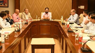 Gurugram, India-July 20, 2023: The Municipal Corporation of Gurugram (MCG) Commissioner PC Meena held a meeting with officials about a pilot project to provide 24-hour water supply to at least six sectors in the city at sector-34, in Gurugram, India, on Thursday, 20 July 2023. (Photo by Parveen Kumar/Hindustan Times)(Pic to go with Leena Dhankar's story) Gurugram, India-July 20, 2023: The Municipal Corporation of Gurugram (MCG) Commissioner PC Meena held a meeting with officials about a pilot project to provide 24-hour water supply to at least six sectors in the city at sector-34, in Gurugram, India, on Thursday, 20 July 2023. (Photo by Parveen Kumar/Hindustan Times)(Pic to go with Leena Dhankar's story)