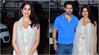 Janhvi Kapoor wears a must-have kurta and palazzo for Bawaal promotions with Varun Dhawan. (HT Photo/Varinder Chawla) Janhvi Kapoor wears a must-have kurta and palazzo for Bawaal promotions with Varun Dhawan. (HT Photo/Varinder Chawla)