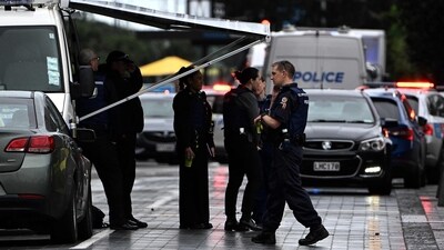 Police officers cordon off an area near the site of a shooting in central Auckland on July 20, 2023. (AFP) Police officers cordon off an area near the site of a shooting in central Auckland on July 20, 2023. (AFP)