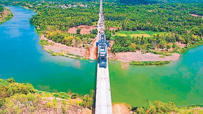 New Delhi, July 02 (ANI): Aerial view of a bridge constructed by NHSRCL for Mumbai-Ahmedabad High Speed Rail Corridor, on Sunday. (ANI Photo) (ANI Pic Service) New Delhi, July 02 (ANI): Aerial view of a bridge constructed by NHSRCL for Mumbai-Ahmedabad High Speed Rail Corridor, on Sunday. (ANI Photo) (ANI Pic Service)