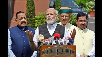 Prime Minister Narendra Modi at parliament house in New Delhi on Thursday. (Sanjeev Verma/HT Photo) Prime Minister Narendra Modi at parliament house in New Delhi on Thursday. (Sanjeev Verma/HT Photo)