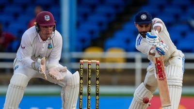 Virat Kohli ended the first day of the second Test unbeaten on 87 off 161 balls with Ravindra Jadeja on 36 off 84 at the other end. The partnership helped India end the day on 288/4. (AP) Virat Kohli ended the first day of the second Test unbeaten on 87 off 161 balls with Ravindra Jadeja on 36 off 84 at the other end. The partnership helped India end the day on 288/4. (AP)