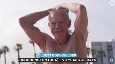 The image shows world's oldest bodybuilder Jim Arrington. (YouTuber/@guinnessworldrecords) The image shows world's oldest bodybuilder Jim Arrington. (YouTuber/@guinnessworldrecords)