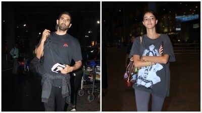 Aditya Roy Kapur and Ananya Panday seen at Mumbai airport late Wednesday. Aditya Roy Kapur and Ananya Panday seen at Mumbai airport late Wednesday.