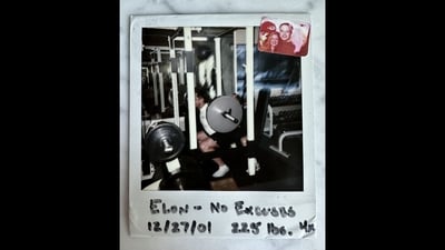 Viral picture shows Elon Musk doing weighted squats in 2001. (Twitter/@elonmusk) Viral picture shows Elon Musk doing weighted squats in 2001. (Twitter/@elonmusk)