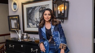 Gauri Khan looks glamorous as she poses near a vintage console table at her home Mannat. Gauri Khan looks glamorous as she poses near a vintage console table at her home Mannat.