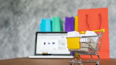 laptop and shopping bags, online shopping concept. laptop and shopping bags, online shopping concept.