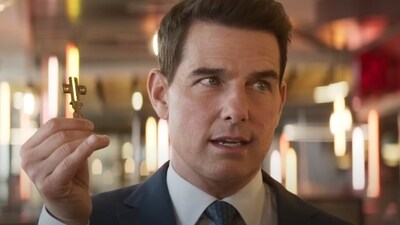 Tom Cruise as Ethan Hunt in Mission Impossible Dead Reckoning Part One. Tom Cruise as Ethan Hunt in Mission Impossible Dead Reckoning Part One.