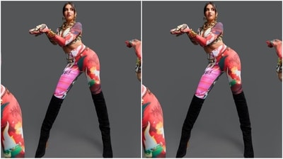 Assisted by celebrity fashion stylist Maneka Harisinghani, Nora styled her look with chic multi-layered gold chains, hoop earrings, a bracelet, a waistband and a pair of thigh-high black boots. (Instagram/@norafatehi ) Assisted by celebrity fashion stylist Maneka Harisinghani, Nora styled her look with chic multi-layered gold chains, hoop earrings, a bracelet, a waistband and a pair of thigh-high black boots. (Instagram/@norafatehi )