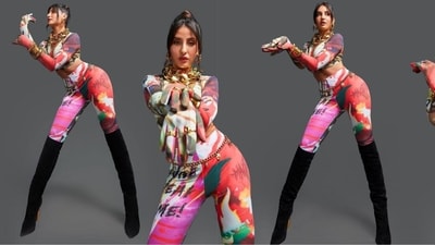 Nora Fatehi, the dancing diva, continues to make fashion headlines with her back-to-back head-turning looks. A few days ago the actress rocked a black latex catsuit and this time she chose a multi-coloured co-ord set and left her followers drooling. With her looks, she is proving to be the ultimate fashion icon. (Instagram/@norafatehi) Nora Fatehi, the dancing diva, continues to make fashion headlines with her back-to-back head-turning looks. A few days ago the actress rocked a black latex catsuit and this time she chose a multi-coloured co-ord set and left her followers drooling. With her looks, she is proving to be the ultimate fashion icon. (Instagram/@norafatehi)
