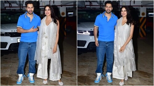 Janhvi Kapoor with Varun Dhawan promotes Bawaal. (HT Photo/Varinder Chawla) Janhvi Kapoor with Varun Dhawan promotes Bawaal. (HT Photo/Varinder Chawla)