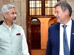 External affairs minister S Jaishankar meets German vice-chancellor Robert Habeck, in New Delhi on Thursday. (ANI Photo) External affairs minister S Jaishankar meets German vice-chancellor Robert Habeck, in New Delhi on Thursday. (ANI Photo)