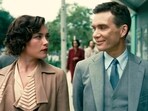This image released by Universal Pictures shows Florence Pugh as Jean Tatlock, left, and Cillian Murphy as J. Robert Oppenheimer in a scene from "Oppenheimer." This image released by Universal Pictures shows Florence Pugh as Jean Tatlock, left, and Cillian Murphy as J. Robert Oppenheimer in a scene from "Oppenheimer."