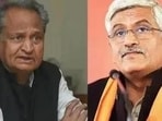 Rajasthan chief minister Ashok Gehlot and Union jal shakti minister Gajendra Shekhawat. (File Photos)