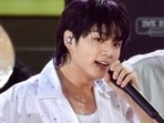 BTS singer Jungkook performs solo on Good Morning America in New York. BTS singer Jungkook performs solo on Good Morning America in New York.