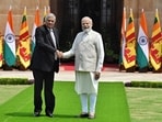 Prime minister Narendra Modi shakes hand with Sri Lankan president Ranil Wickremesinghe at Hyderabad house in New Delhi on Friday. (Photo by RajkRaj/ Hindustan Times) Prime minister Narendra Modi shakes hand with Sri Lankan president Ranil Wickremesinghe at Hyderabad house in New Delhi on Friday. (Photo by RajkRaj/ Hindustan Times)
