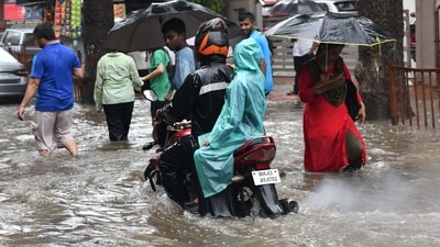 A waterlogged street in Mumbai
