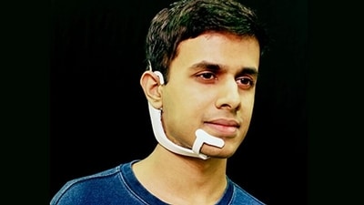 Arnav Kapur with his 'AlterEgo' device (Image courtesy: MIT) Arnav Kapur with his 'AlterEgo' device (Image courtesy: MIT)