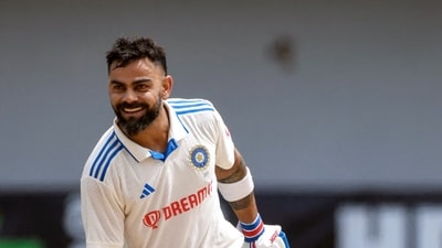 Virat Kohli scored his 76th international century and powered India to a score of 438 on Day 2 of the second Test against the West Indies. (BCCI Twitter) Virat Kohli scored his 76th international century and powered India to a score of 438 on Day 2 of the second Test against the West Indies. (BCCI Twitter)