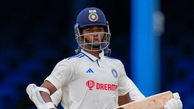India's Yashasvi Jaiswal scores runs on day one of the second Test against West Indies (AP) India's Yashasvi Jaiswal scores runs on day one of the second Test against West Indies (AP)