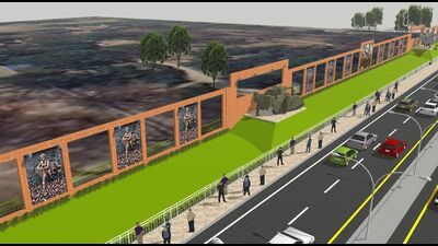 An artist’s impression of the Memorial Wall showcasing the might of the Indian armed forces, planned in Prayagraj (Prayagraj Smart City Ltd) An artist’s impression of the Memorial Wall showcasing the might of the Indian armed forces, planned in Prayagraj (Prayagraj Smart City Ltd)