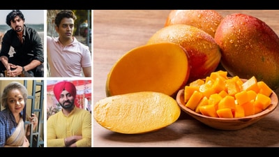 Clockwise from top: Actors Ranjit Punia; Vivek Saini; Yamini SIngh; and Simarjeet Singh Nagra talk about their favourite way of eating mangoes (HT Photos) Clockwise from top: Actors Ranjit Punia; Vivek Saini; Yamini SIngh; and Simarjeet Singh Nagra talk about their favourite way of eating mangoes (HT Photos)