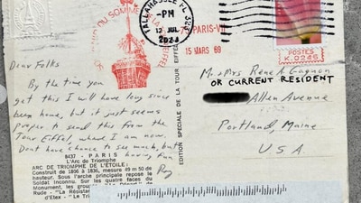 Snapshot of the postcard which was sent in 1969 and got delivered in 2023. (Facebook/@Jessicameans) Snapshot of the postcard which was sent in 1969 and got delivered in 2023. (Facebook/@Jessicameans)