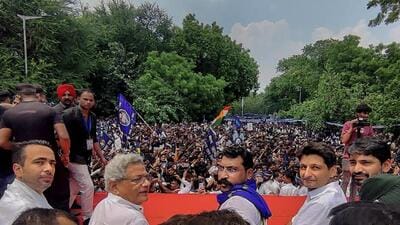 RLD chief Jayant Chaudhary with Bhim Army founder Chandra Shekhar Aazad, CPI (M) leader Sitaram Yechury and Congress leader Deepender S Hooda at a protest in New Delhi on Friday. (PTI PHOTO) RLD chief Jayant Chaudhary with Bhim Army founder Chandra Shekhar Aazad, CPI (M) leader Sitaram Yechury and Congress leader Deepender S Hooda at a protest in New Delhi on Friday. (PTI PHOTO)