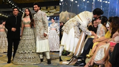 Alia and Ranveer Singh with Manish Malhotra (L), Ranveer kisses Deepika Padukone. Alia and Ranveer Singh with Manish Malhotra (L), Ranveer kisses Deepika Padukone.