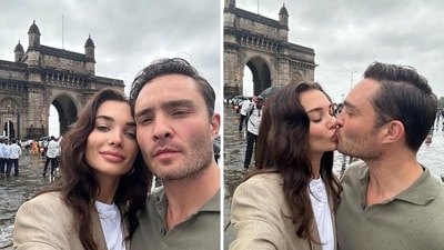 Ed Westwick and Amy Jackson at the Gateway of India. Ed Westwick and Amy Jackson at the Gateway of India.