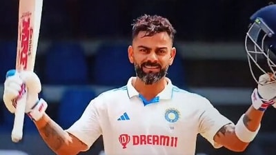 Virat Kohli celebrates his century during Day 2 of the 2nd Test against West Indies (Twitter) Virat Kohli celebrates his century during Day 2 of the 2nd Test against West Indies (Twitter)
