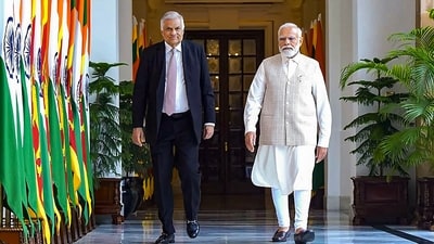 The leaders held talks at New Delhi's Hyderabad House on Friday, a day after Wickremesinghe arrived in the national capital, where he was received by Union Minister of State (MoS) for External Affairs V Muraleedharan. (MEA India) The leaders held talks at New Delhi's Hyderabad House on Friday, a day after Wickremesinghe arrived in the national capital, where he was received by Union Minister of State (MoS) for External Affairs V Muraleedharan. (MEA India)