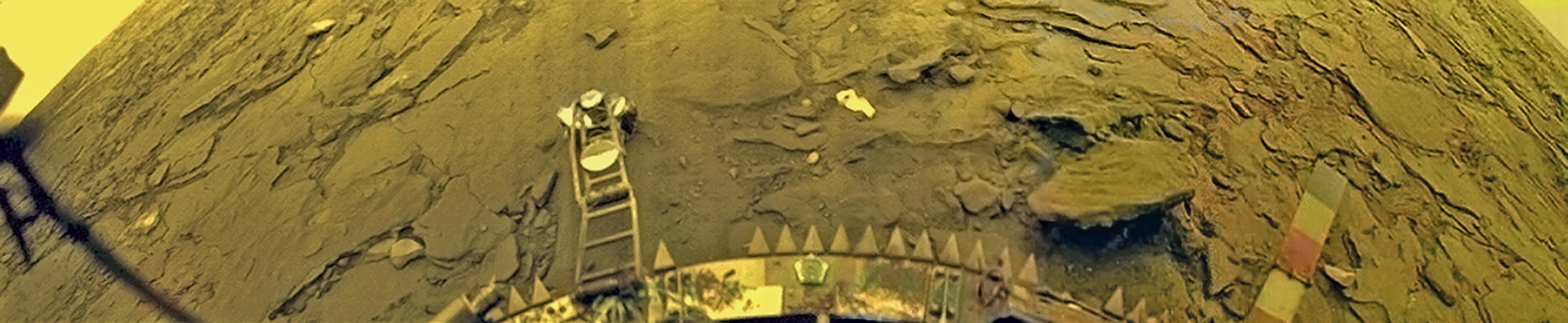 Only four spacecraft have touched down on Venus’s surface so far, and they only survived for a few minutes to a few hours. The Soviet-era Venera vessels that landed in the 1970s and ’80s did manage to relay a few images to Earth before they were crushed and cooked. The images show a desolate, mustard-coloured landscape strewn with rocks. (Russian Academy of Sciences / Ted Stryk) Only four spacecraft have touched down on Venus’s surface so far, and they only survived for a few minutes to a few hours. The Soviet-era Venera vessels that landed in the 1970s and ’80s did manage to relay a few images to Earth before they were crushed and cooked. The images show a desolate, mustard-coloured landscape strewn with rocks. (Russian Academy of Sciences / Ted Stryk)