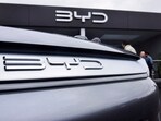 The Atto 3 electric SUV made by Chinese carmaker BYD, at the Fully Charged Live electric vehicle trade show in Farnborough, Britain, 