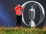 India's Shubhankar Sharma tees off on the 8th hole during the third round.