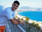 Spain's tennis player Carlos Alcaraz poses during the Hopman Cup tennis tournament in Nice, southern France