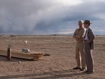 Matt Damon as Gen. Leslie Groves, left, and Cillian Murphy as J. Robert Oppenheimer in a scene from "Oppenheimer." Matt Damon as Gen. Leslie Groves, left, and Cillian Murphy as J. Robert Oppenheimer in a scene from "Oppenheimer."
