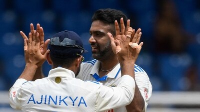 Ashwin's dismissal of Brathwaite was one of just three wickets that India managed on Day 3. (AFP) Ashwin's dismissal of Brathwaite was one of just three wickets that India managed on Day 3. (AFP)