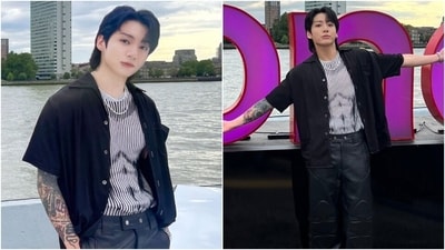 BTS member Jungkook's Seven BBC concert outfit is perfect party look for anyone who loves to experiment. (Twitter) BTS member Jungkook's Seven BBC concert outfit is perfect party look for anyone who loves to experiment. (Twitter)