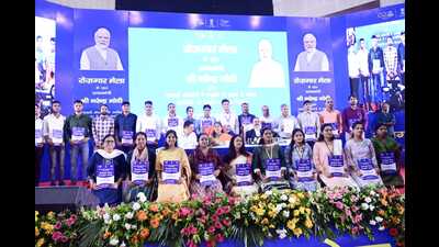 Some of the aspirants who received their appointment letters in Lucknow on Saturday (HT Photo) Some of the aspirants who received their appointment letters in Lucknow on Saturday (HT Photo)
