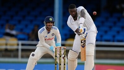 Alick Athanaze (37 off 111) and former captain Jason Holder (11 off 39) were in the middle at Stumps (AP) Alick Athanaze (37 off 111) and former captain Jason Holder (11 off 39) were in the middle at Stumps (AP)