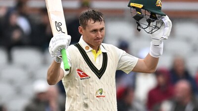 Marnus Labuschagne celebrates after reaching 11th Test century (Cricket Australia) Marnus Labuschagne celebrates after reaching 11th Test century (Cricket Australia)