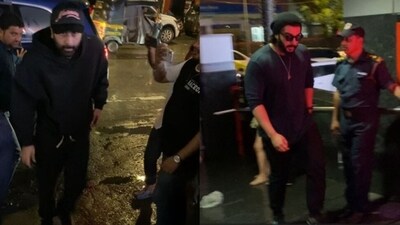 Ranbir Kapoor and Arjun Kapoor outside a Mumbai restaurant. Ranbir Kapoor and Arjun Kapoor outside a Mumbai restaurant.